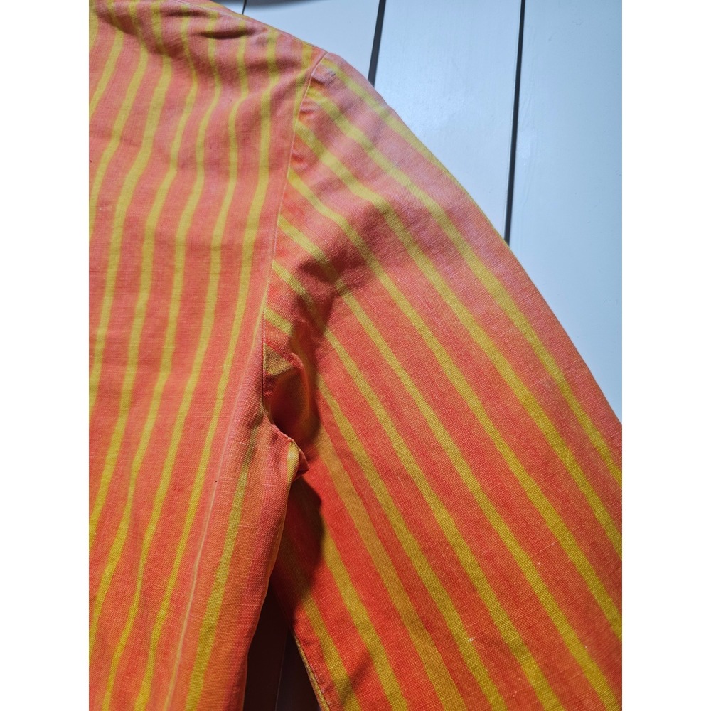 Vintage Marimekko Finland Dress Womens 6 Orange Yellow Stripe Cotton Mod Retro - Picture 6 of 10